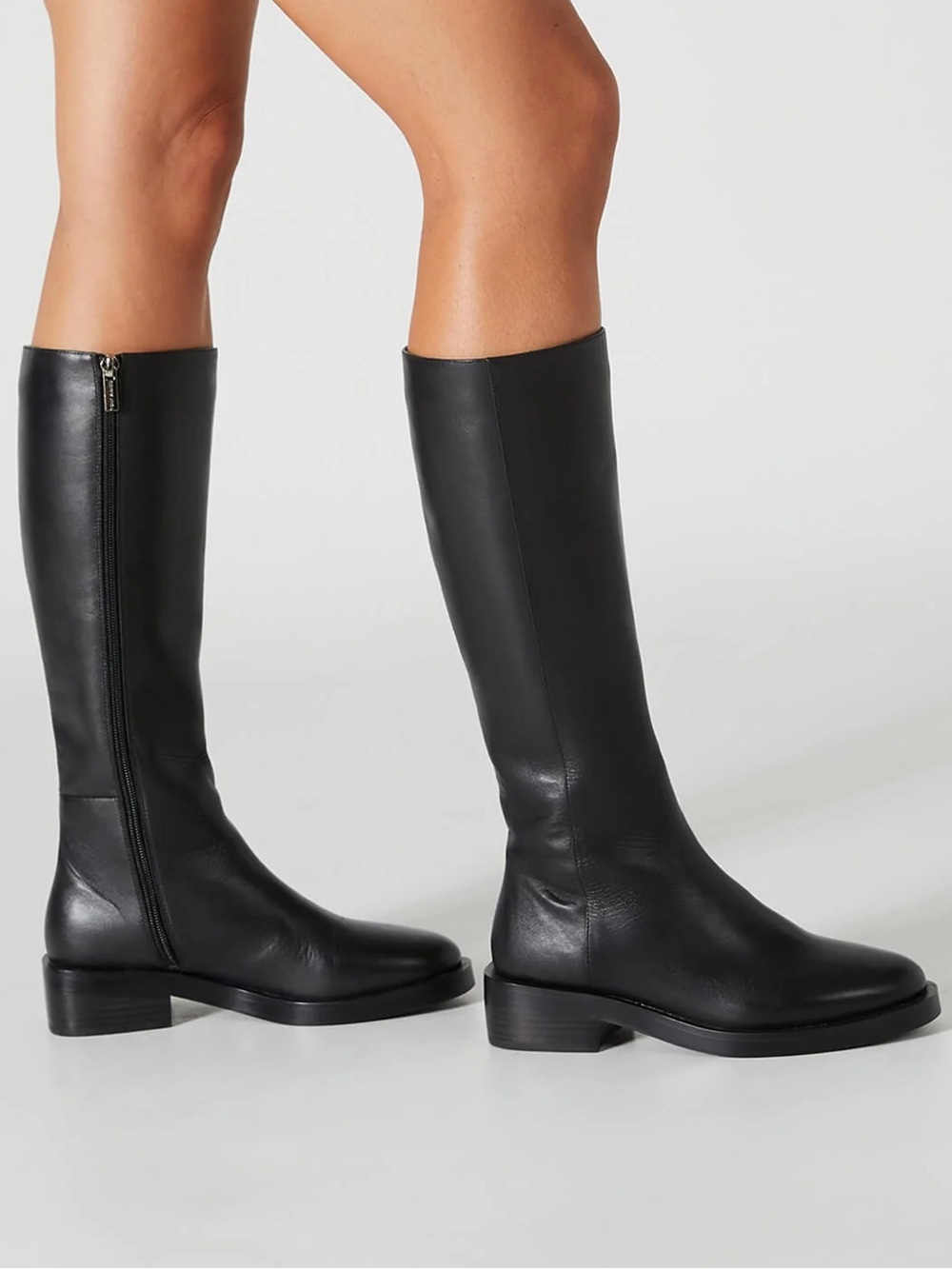 TONY BIANCO TORRES BLACK COMO Tall Leather Inside Zippered Heeled Boot Size 10